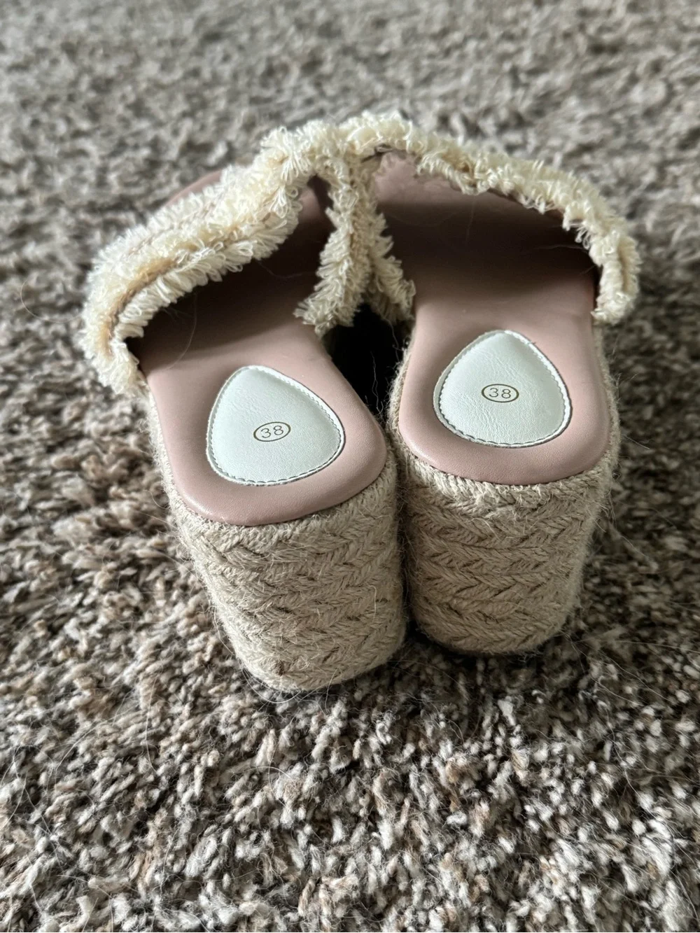 Womens Cream Espadrille Slide Sandals